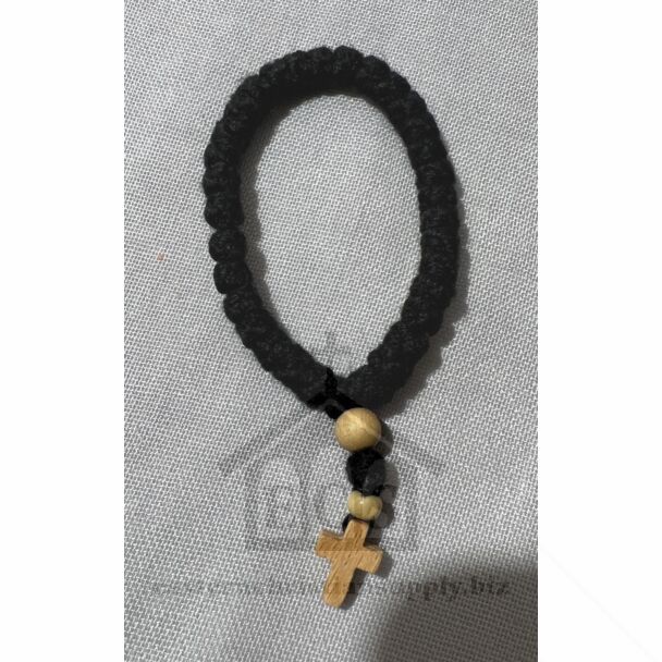 Wooden Cross and Beads Woolen 33-knot Prayer Rope
