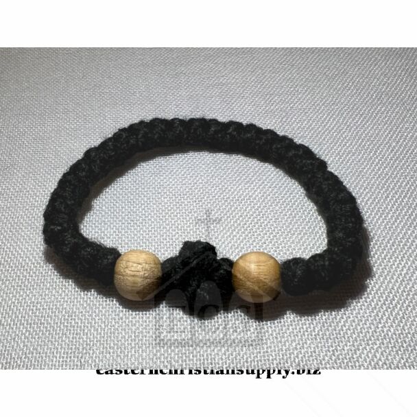 33-knot Wool Prayer Rope w/Myrtlewood Bead and Cross