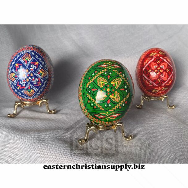 Ukrainian Pysanky Wooden Eggs (2.25") - assorted colors (sold individually)