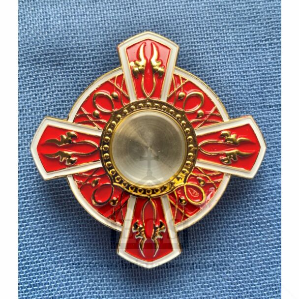 Reliquary - Cross shape in red and white enamel