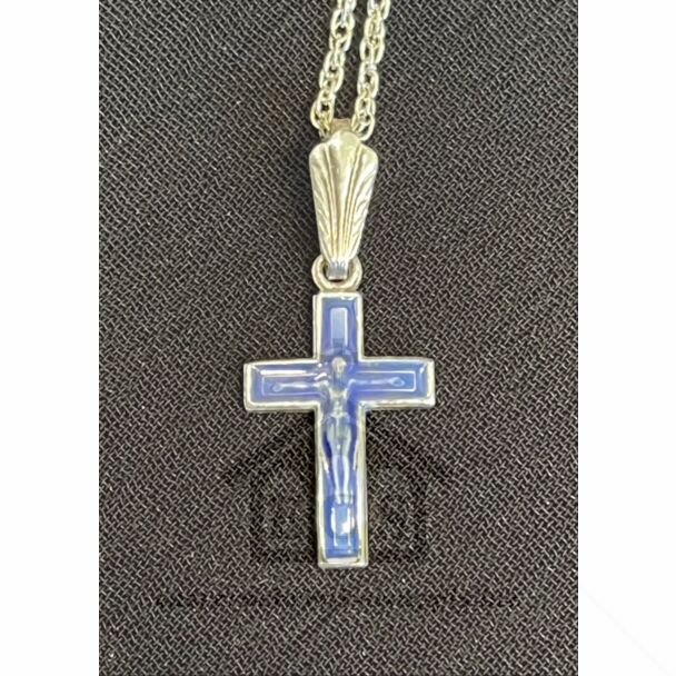 Sterling silver Crucifix with enamel (10x14mm)