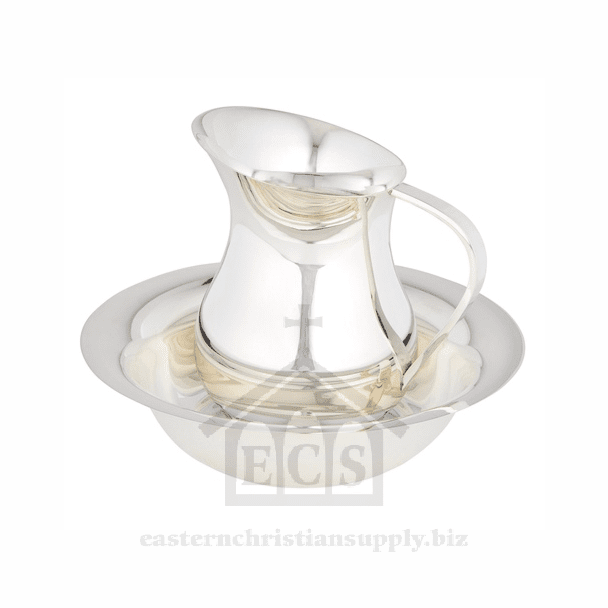 Silver-plated Brass Bowl and Pitcher, suitable for a Bishops hand washing during Liturgy