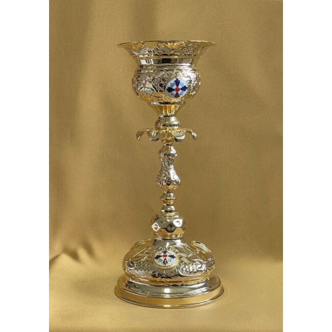 Gold-plated and enamelled Holy Table lamp