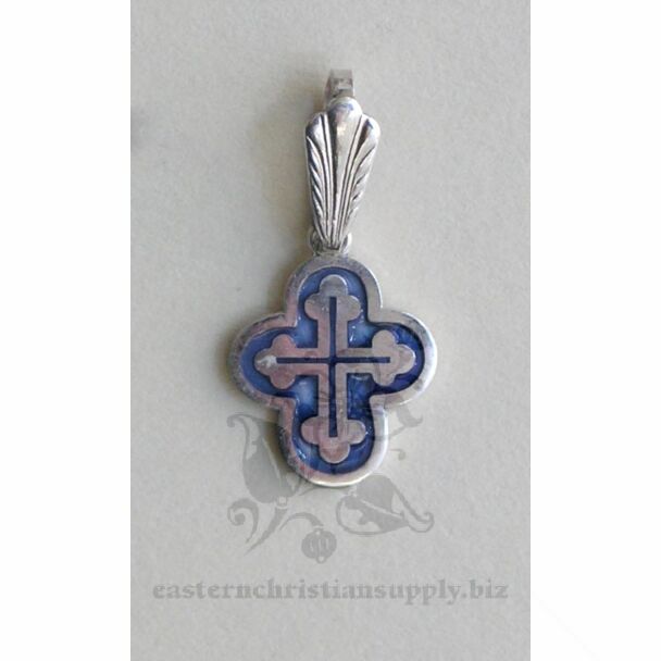 Sterling Silver Rounded Cross w/Enamel (10 X 12mm)