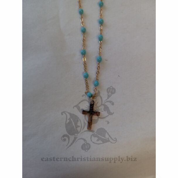 Neck Cross w/Teal Accent Chain