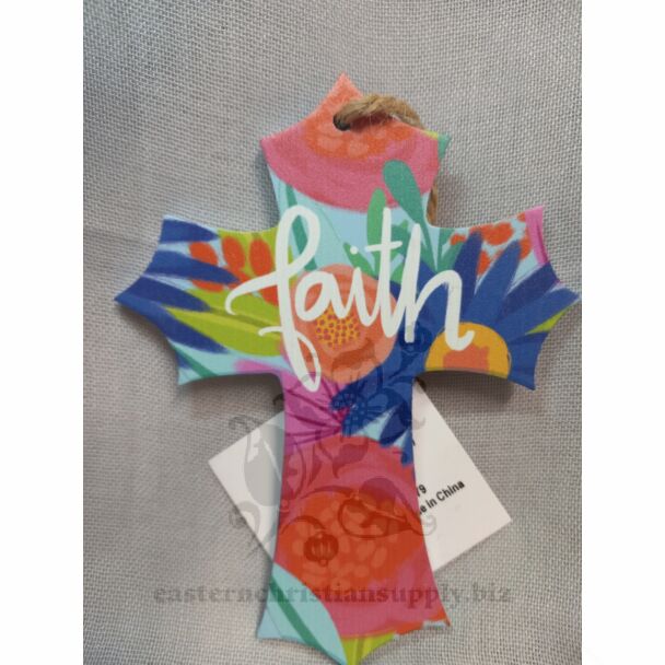 Faith Floral Wood Wall Cross