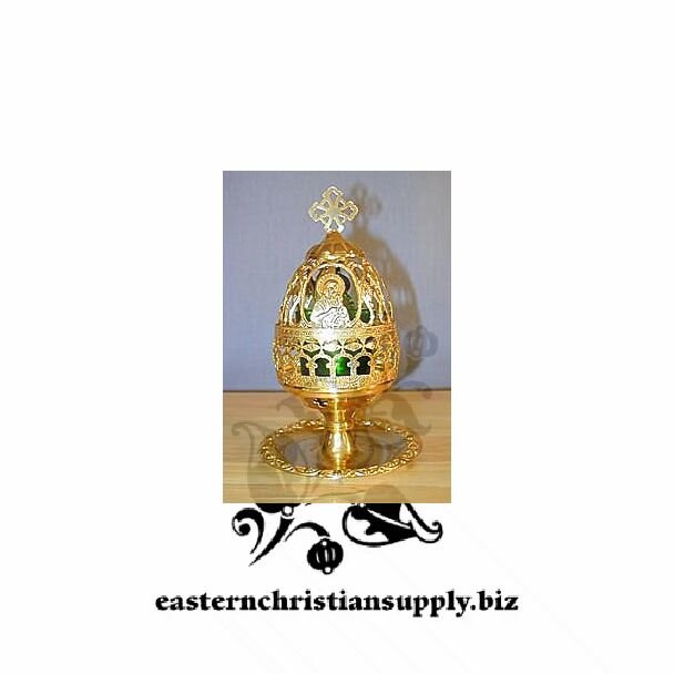 Gold-plated standing vigil lamp with cover