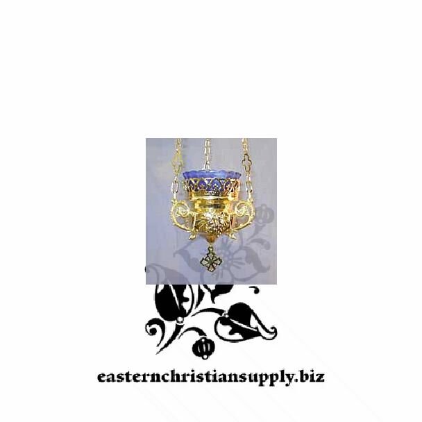 Gold-plated vigil lamp with grape design