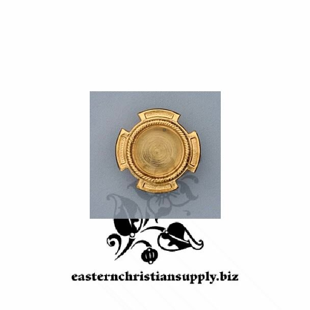 Small round gold-plated notched reliquary
