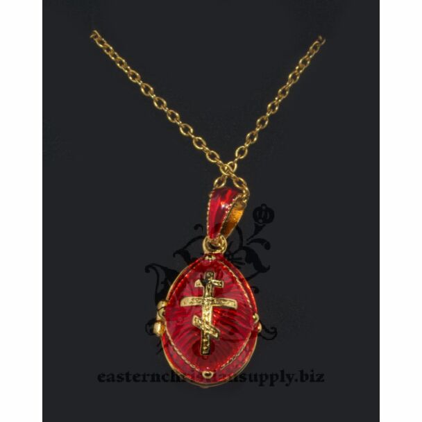 Orthodox Cross Egg Pendant (Red)