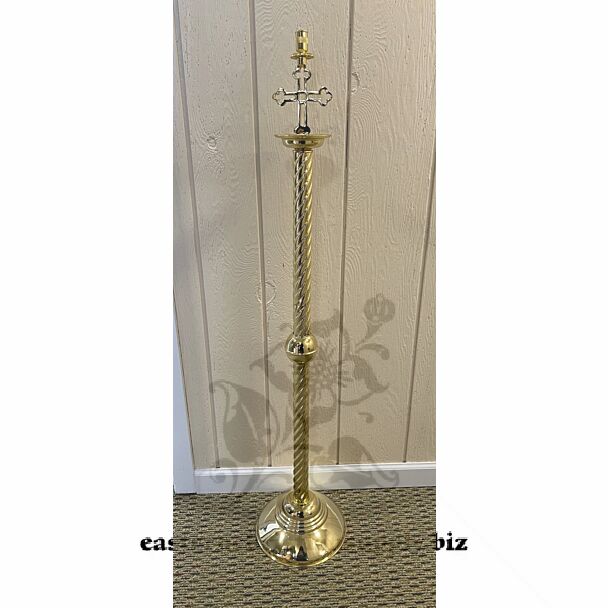 Polished brass candlestick and censer stand
