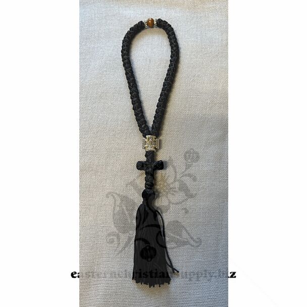 50-knot Prayer Rope with wooden beads, Tassel end (Athonite)