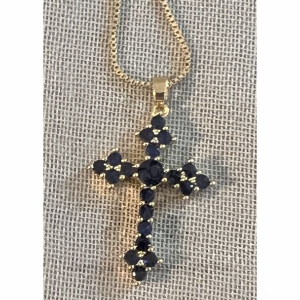 Blue Rhinestone Cross