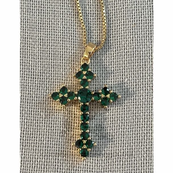 Green Rhinestone Cross