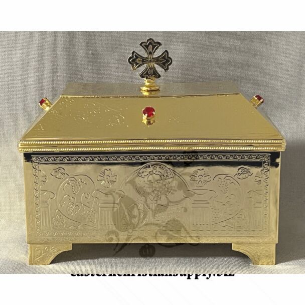 Large gold-plated rectangular Artophorion (Pyx)