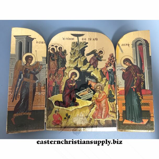 Gold Foil Triptych Nativity