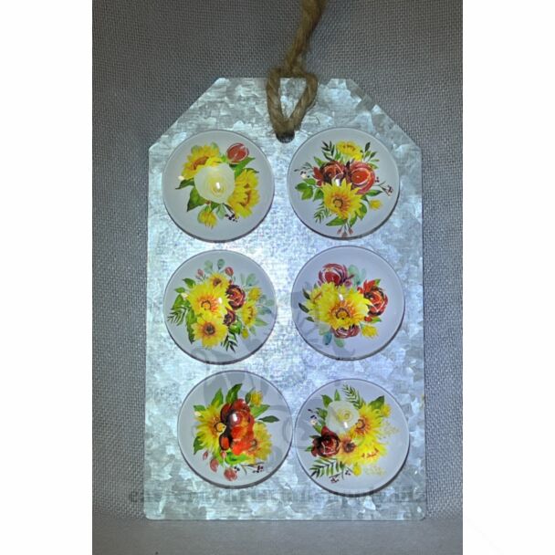 Sunflower Magnet Set (6 magnets w/galvanized plaque)