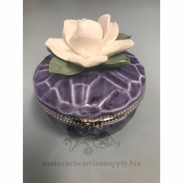 Purple Trinket Box with White Flower