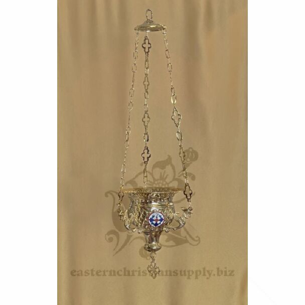 Gold-plated vigil lamp with enamel