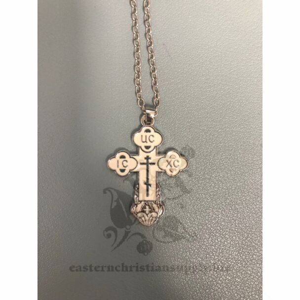 Enameled Silver and White Cross