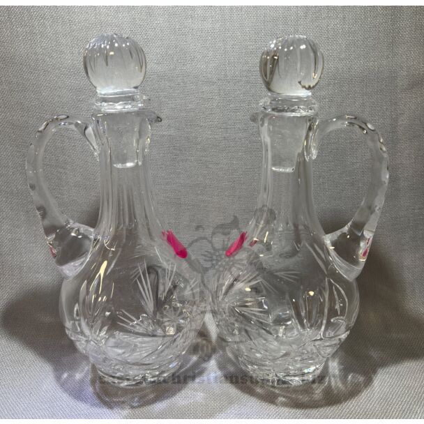 "564 Pinwheel" Cruet Pair, Hand-Cut Polish Glass