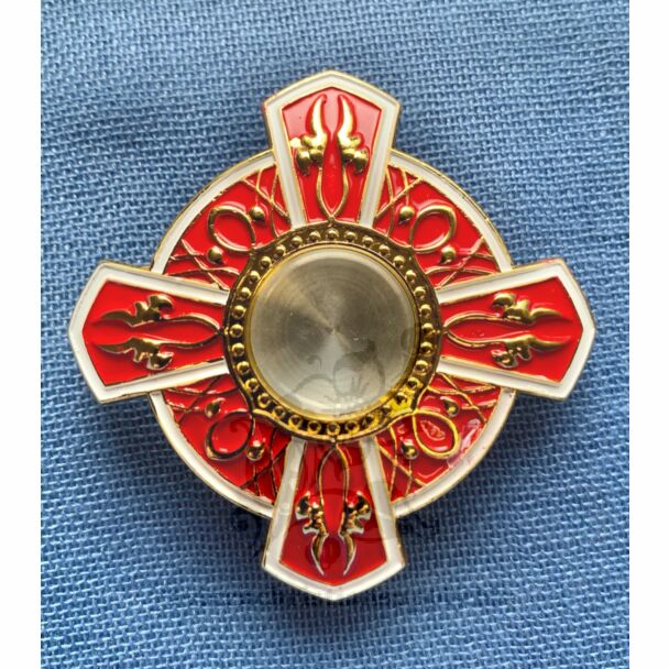 Reliquary - Cross shape in red and white enamel