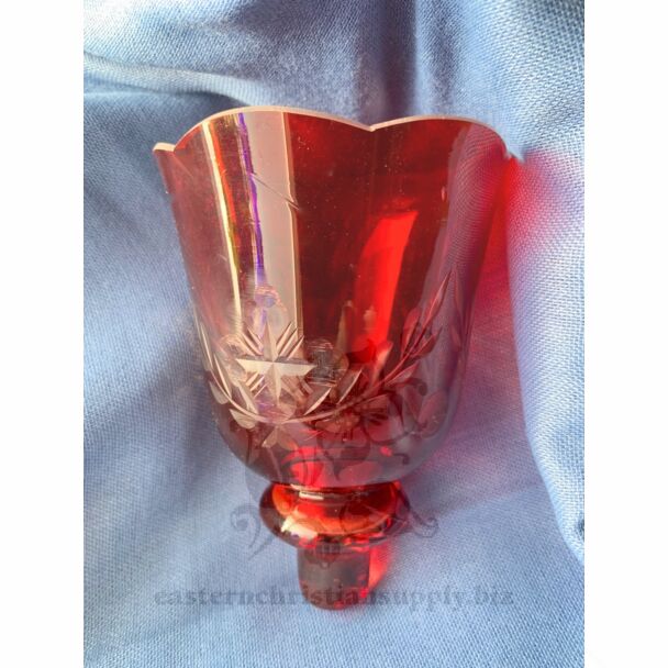 Romanian Carved Glass Cup for Candle Stand 