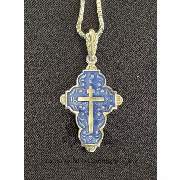 Sterling silver "Pravoslavnaya" Cross with enamel (16x24mm)