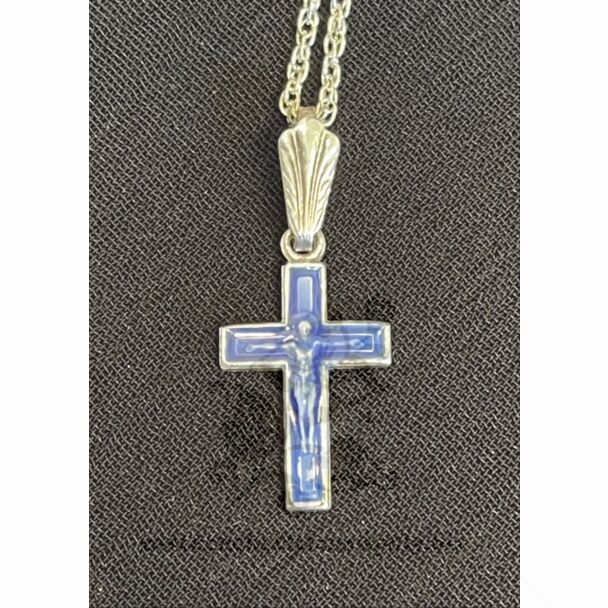 Sterling silver Crucifix with enamel (10x14mm)