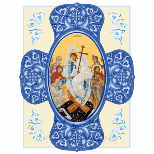 Pascha Card (Blue Cross) (10 Pack)