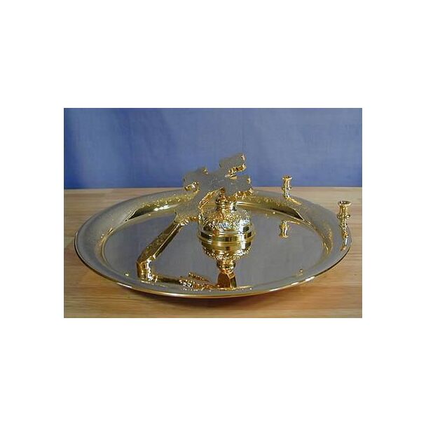 Gold-plated tray and Cross set