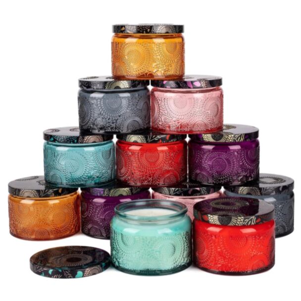 Embossed Glass Jar Candle