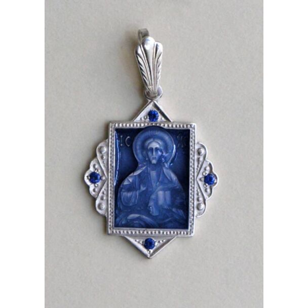 Sterling silver pendant (Savior Pantocrator) w/enamel 
