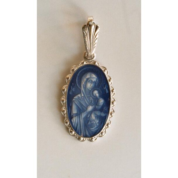 Sterling Silver and Enamel “Umilenie” Pendant (Theotokos)