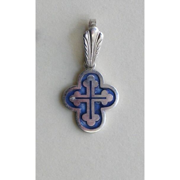 Sterling Silver Rounded Cross w/Enamel (10 X 12mm)
