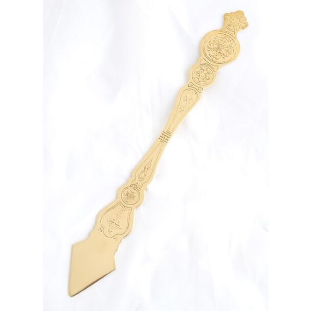 Lacquered brass engraved spear