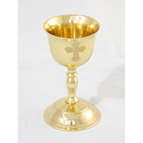 Lacquered brass wedding chalice with engraved Cross