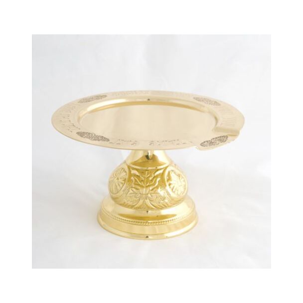 Lacquered brass engraved Dískos (Paten) with indented rim