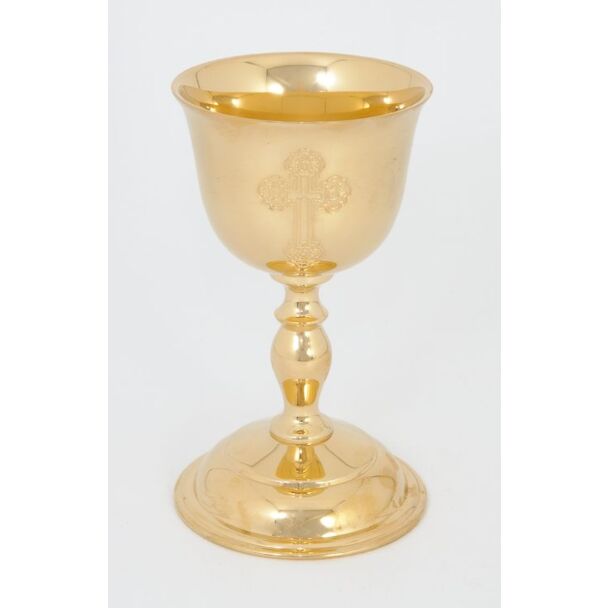 Gold-plated brass wedding Chalice with engraved Cross