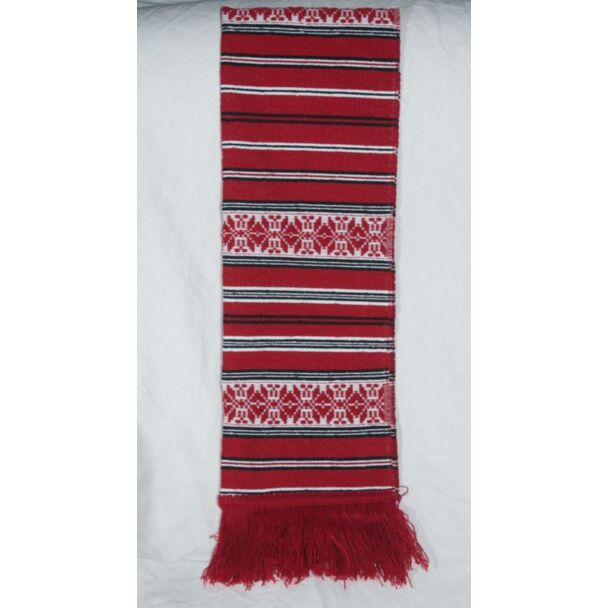 Red Icon scarf with black and white accents