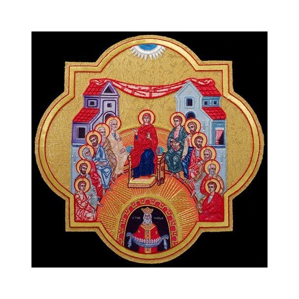 Icon of the Descent of the Holy Spirit Metallic Embroidered Appliqué