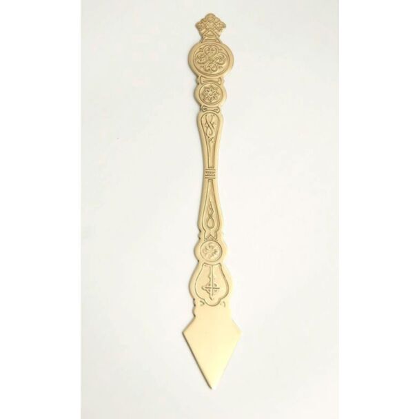 Gold-plated engraved spear