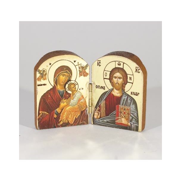 Diptych Icon Gold Foil on Wood, 2-3/4 X 1-3/4 Open