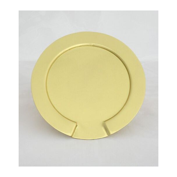 Round lacquered-brass tray with indented rim