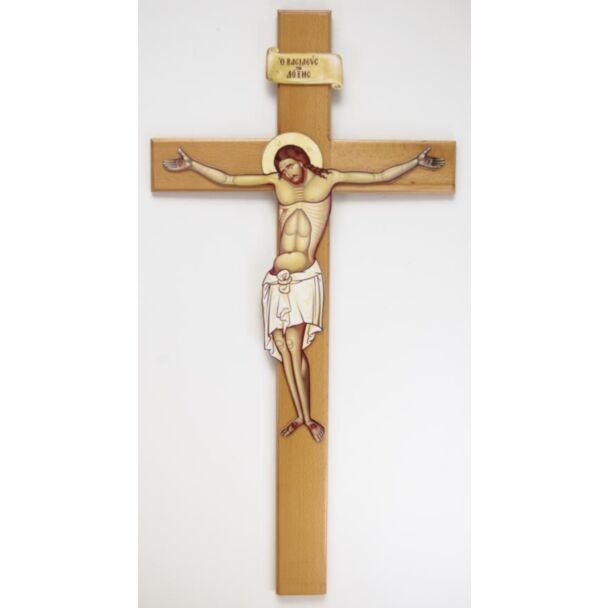Birch Wall Cross with Byzantine Corpus