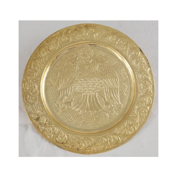 Embossed Lacquered Brass Double-Headed Eagle Tray (13 3/4")