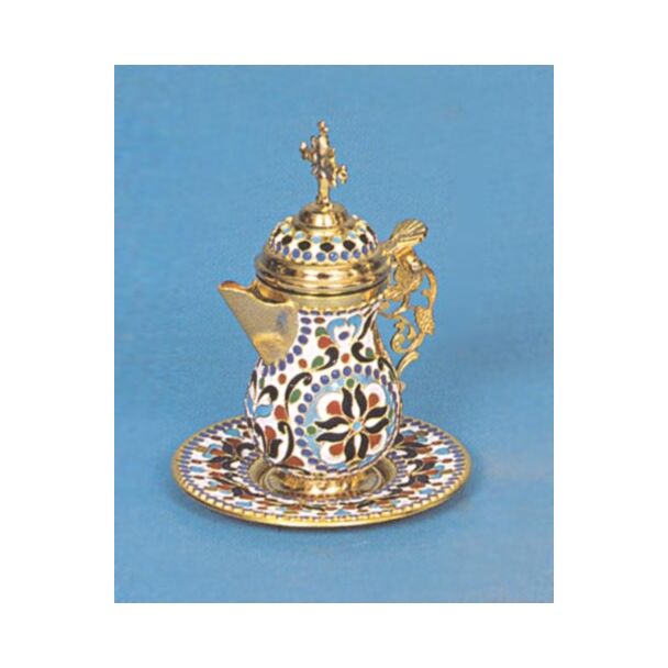 Gold-Plated and Enamelled Zeon with Tray