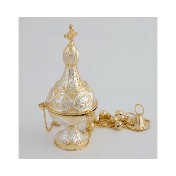 Large gold- and silver-plated censer