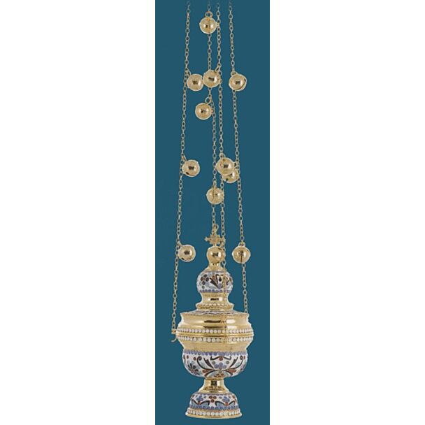 Gold-plated censer with enamel