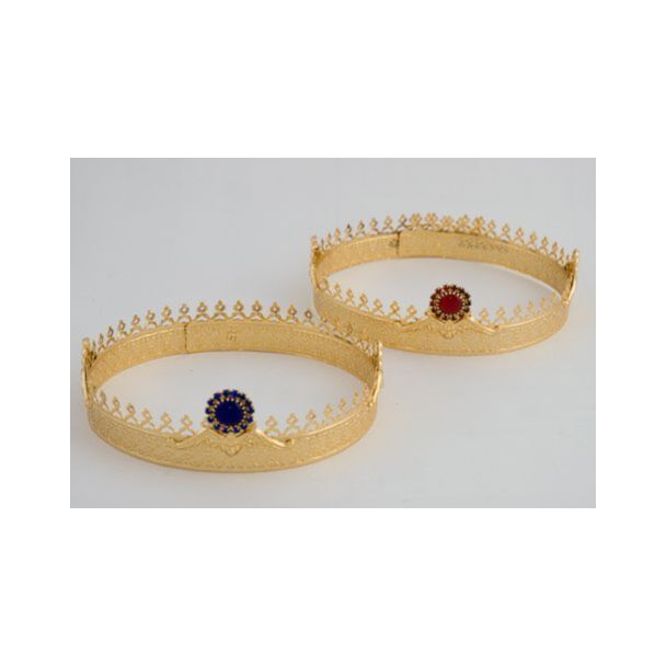 Gold-plated wedding crowns with glass stone roundels